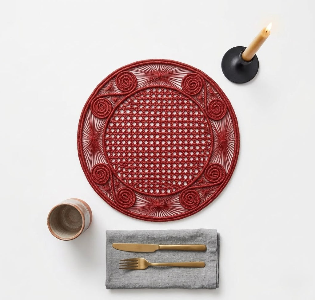 "Terracotta" Handwoven Iraca Palm Placemat Set