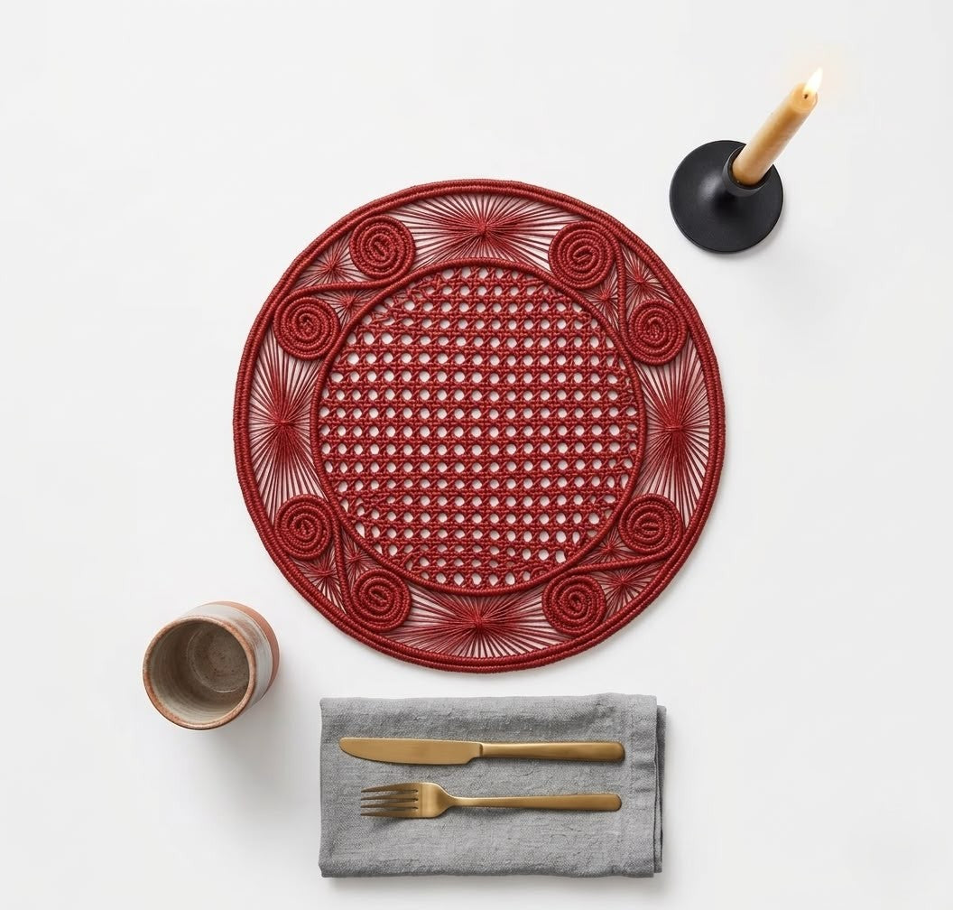 "Terracotta" Handwoven Iraca Palm Placemat Set
