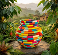 Guacamayas "Fiesta de Color" Handwoven Coiled Fique Globular Vase