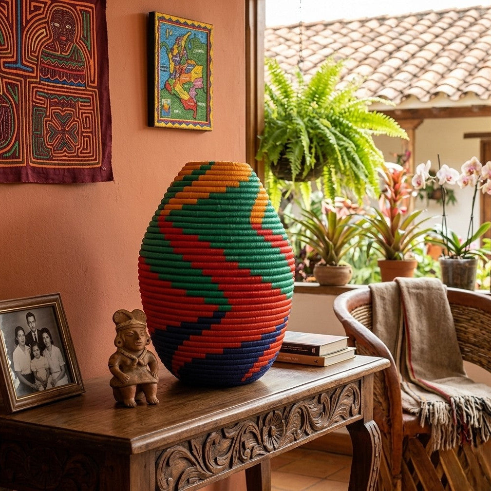 Egg Coil Vase — Handwoven Fique