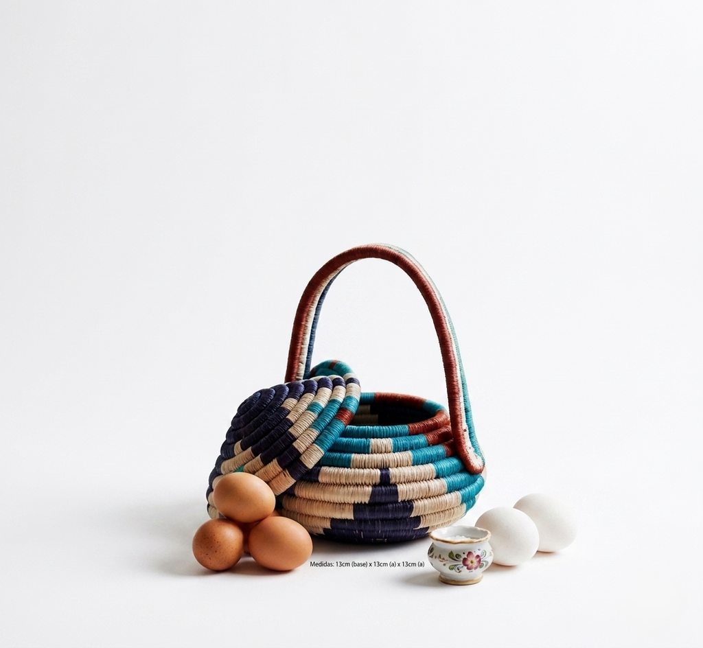 Guacamayas "Nido Azul" Handwoven Coiled Fique Egg Basket