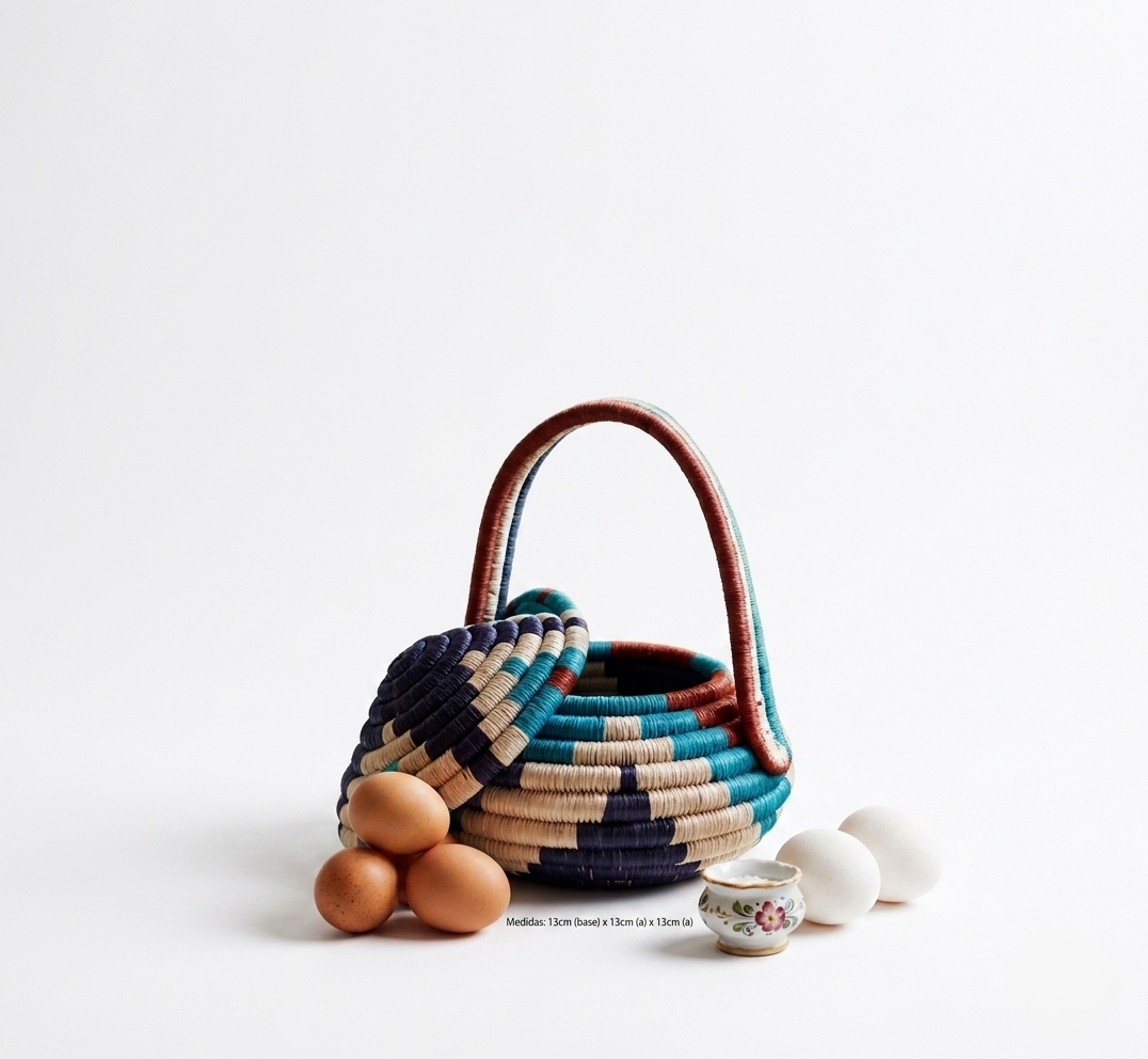 Guacamayas "Nido Azul" Handwoven Coiled Fique Egg Basket