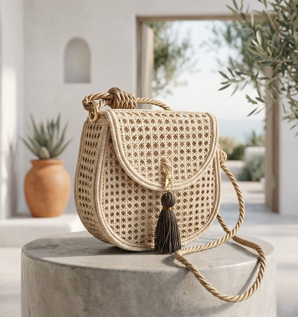 Arena" Handwoven Iraca Palm Saddle Bag