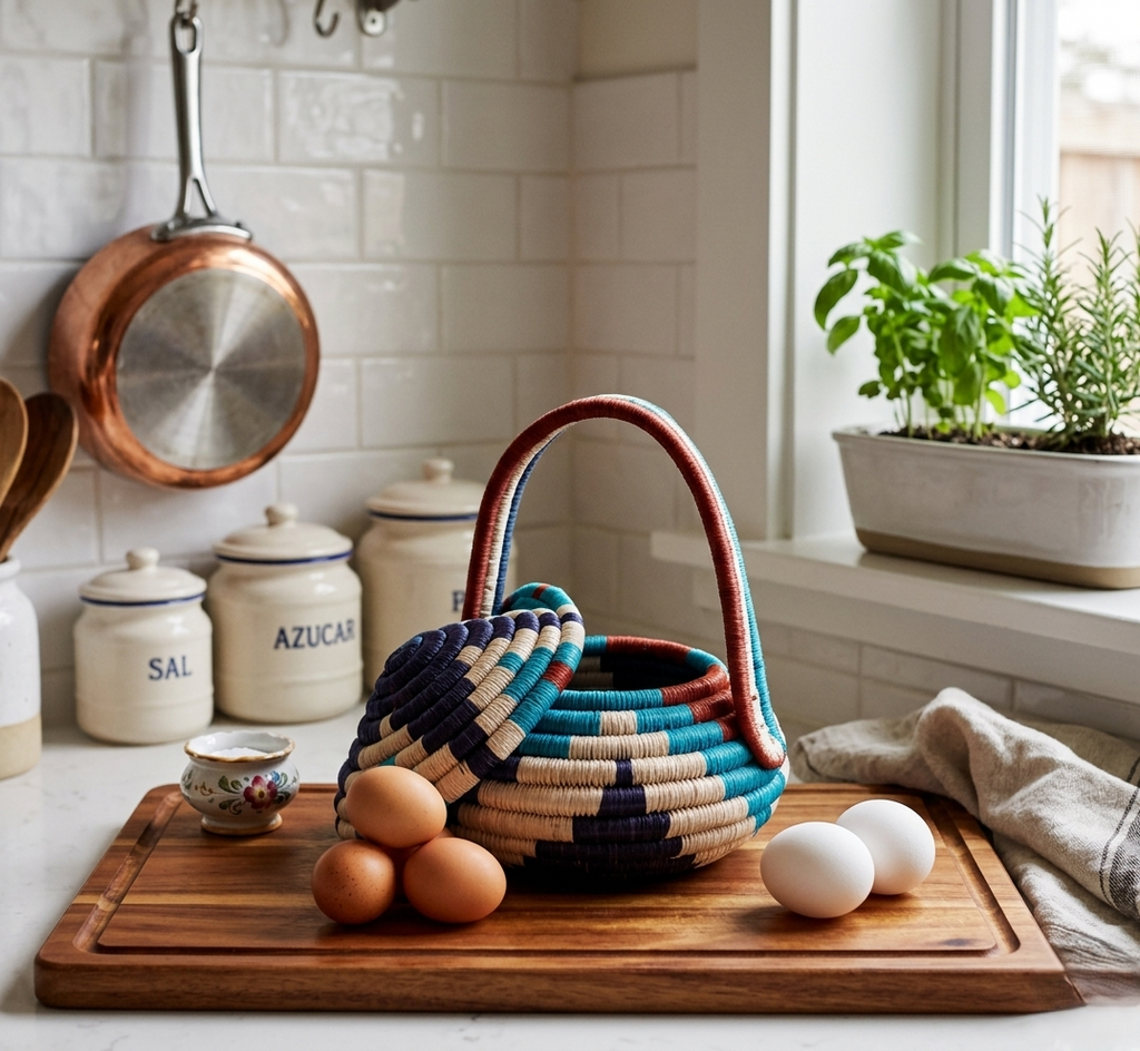 Guacamayas "Nido Azul" Handwoven Coiled Fique Egg Basket