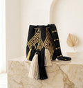 "Cruces Gold" Handwoven Wayuu Bucket Bag - Luxury Black & Metallic Gold Edition