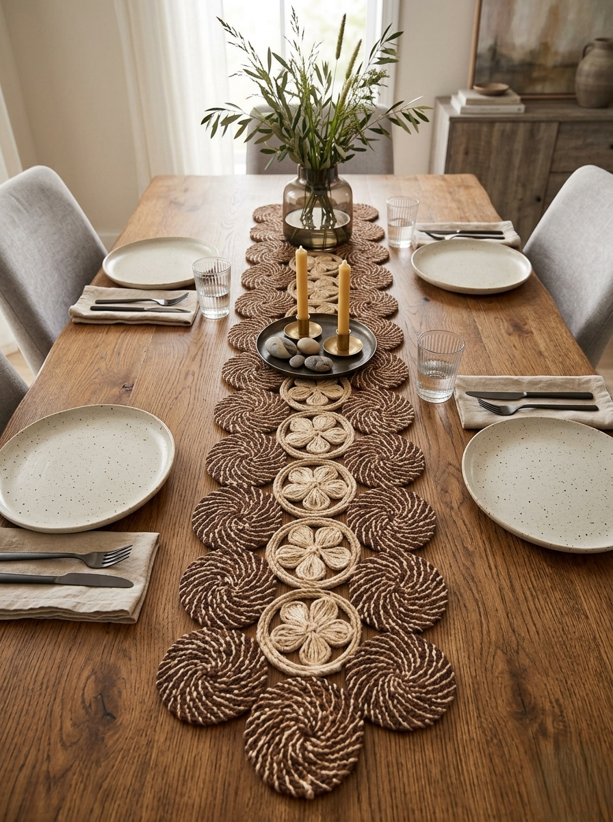 "Mantra Espiral" Table Runner in Iraca Palm