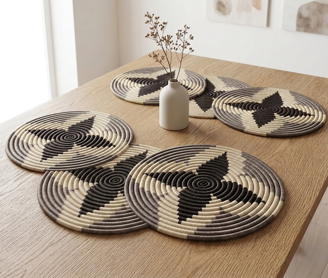Handwoven Coiled Fique & Straw Placemats